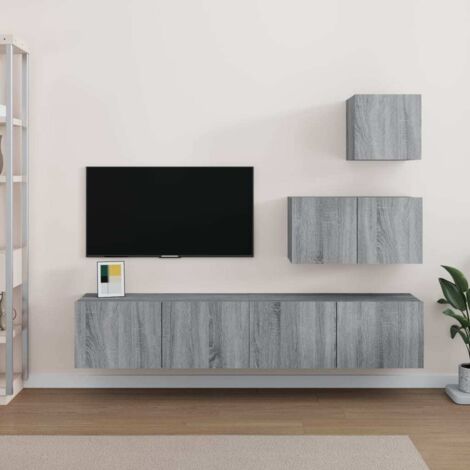 vidaXL Ensemble de meubles TV 4 pcs Sonoma gris Bois d'ingénierie (1/5)