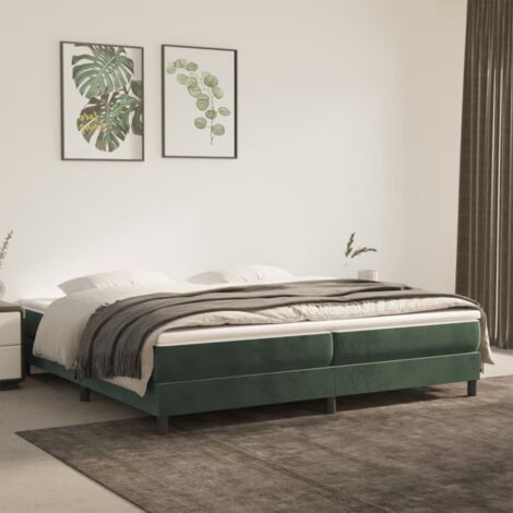 Cadre de lit à ressorts vert foncé 200x200 cm velours vidaXL