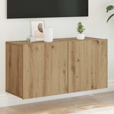 Vidaxl – Meuble TV mural chêne artisanal 80x30x41 cm – Bois d'ingénierie – Grand espace de rangement – Design mural pour optimiser l'espace