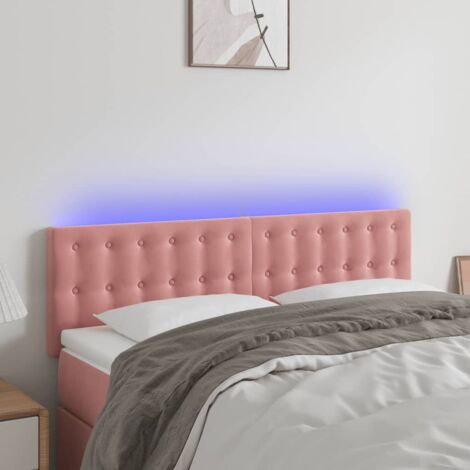 Vidaxl – Tête de lit à LED rose 144x5x78/88 cm – Velours doux 100% polyester – Bande LED 55 cm – Installation facile avec manuel (1/6)