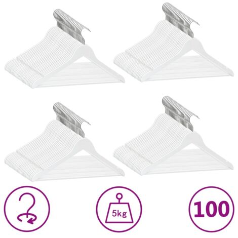 Cintres antidérapants 100 pcs Blanc Bois dur vidaXL