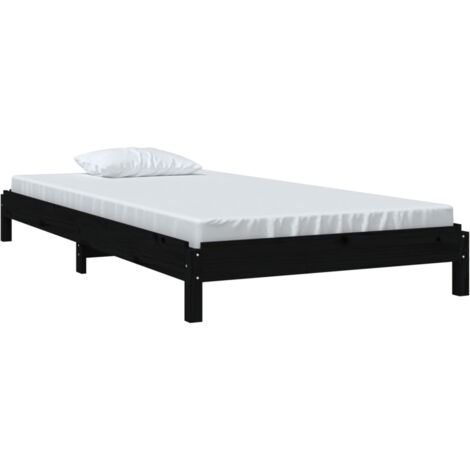 Lit empilable sans matelas noir 75x190 cm bois de pin massif vidaXL (1/5)