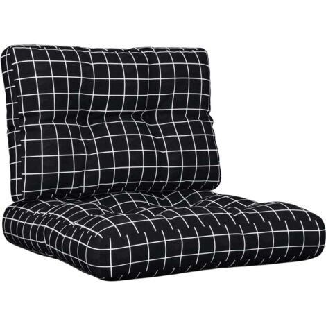 Coussins de palette lot de 2 motif à carreaux noir tissu vidaXL