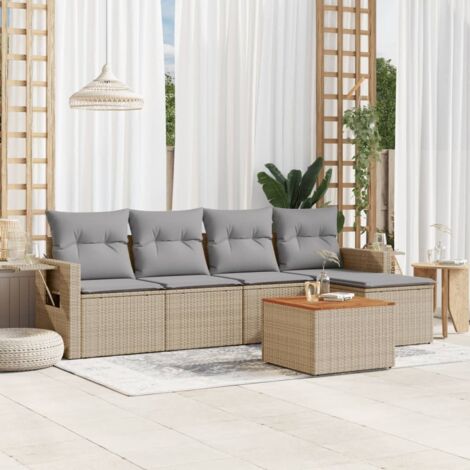 Salon de jardin avec coussins 6pcs mélange beige résine tressée vidaXL (1/3)