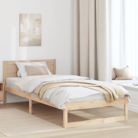 Cadre de lit avec tête de lit Naturel 90 x 190 cm Pin massif vidaXL (1/5)