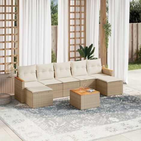 Salon de jardin avec coussins 8 pcs beige résine tressée vidaXL (1/3)