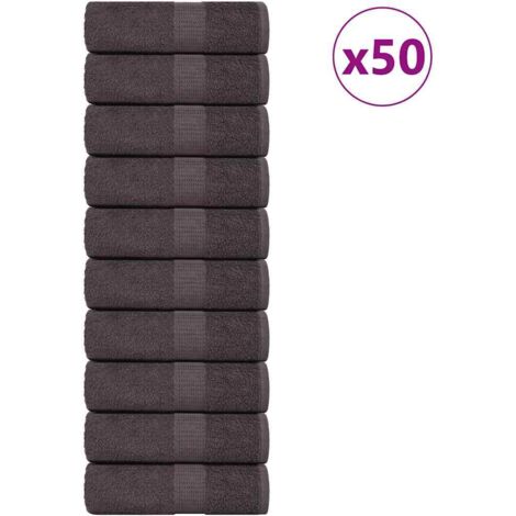 vidaXL Serviettes d'invité 50pcs anthracite 30x50cm 360g/m² 100% coton