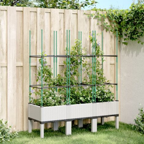 vidaXL Jardinière avec treillis blanc 120x40x142,5 cm PP (1/5)