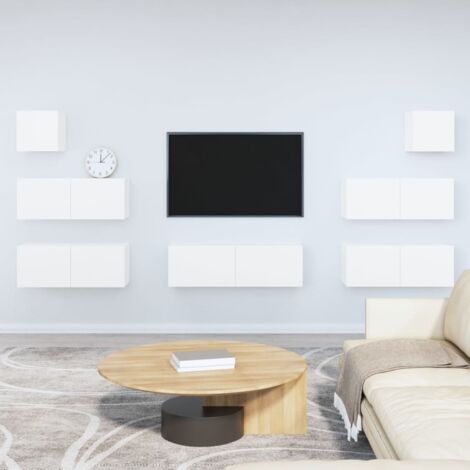 Ensemble de meubles TV 7 pcs Blanc Bois d'ingénierie vidaXL (1/5)