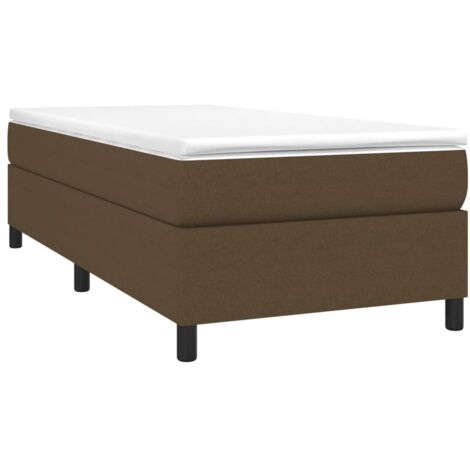 Cadre de lit à ressorts marron foncé 90x200 cm tissu vidaXL (1/5)