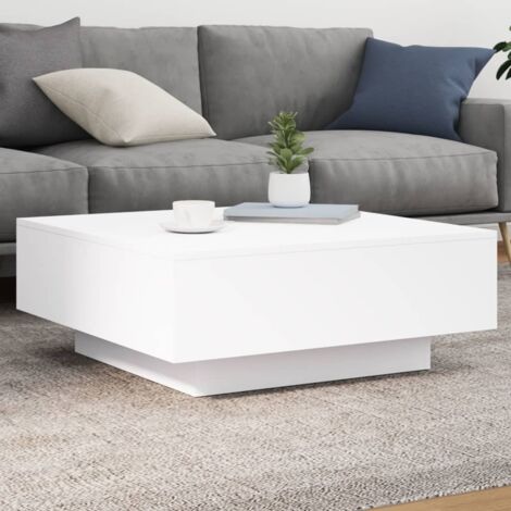 Vidaxl – Table basse fixe avec lumières LED blanches 80x80x31 cm – Bois d'ingénierie – Alimentation USB 5V – Design moderne pour salon (1/7)