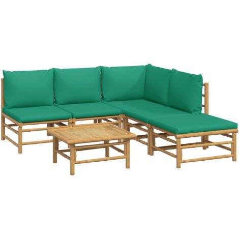 Salon de jardin 6 pcs avec coussins vert bambou vidaXL