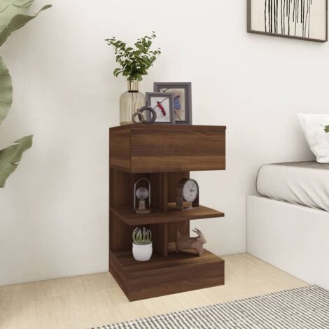 Table de chevet Chêne marron 40x35x65 cm Bois d'ingénierie vidaXL (1/6)