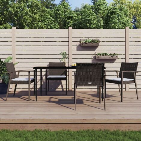 vidaXL Ensemble à manger de jardin 5 pcs coussins résine tressée acier (1/5)