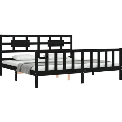 Cadre de lit sans matelas noir 200x200 cm bois massif de pin vidaXL (1/5)