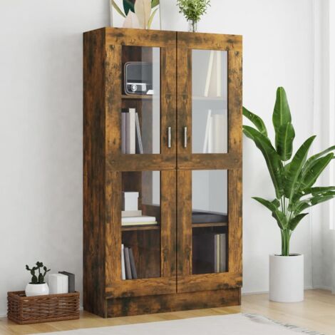 Vidaxl – Vitrine bibliothèque en bois d'ingénierie 82.5x30.5x150 cm – 4 étagères – Finition chêne fumé – Résistant à l'humidité