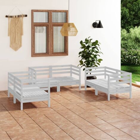 vidaXL Salon de jardin 6 pcs Blanc Bois de pin massif (1/5)