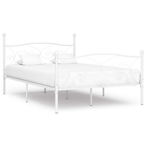 Vidaxl – Cadre de lit métal 140x200cm – Sommier à lattes en contreplaqué – Hauteur 28cm – Assemblage facile – Design moderne (1/5)