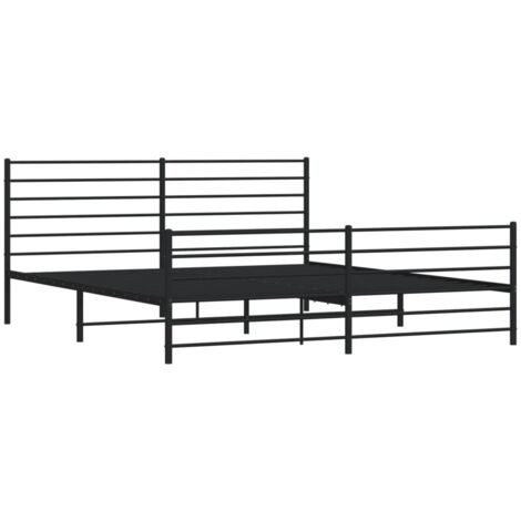 Cadre de lit métal sans matelas avec pied de lit noir 200x200cm vidaXL (1/5)