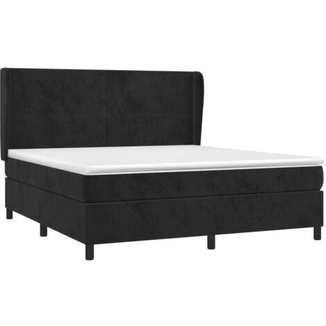 vidaXL Sommier à lattes de lit avec matelas Noir 180x200 cm Velours (1/5)