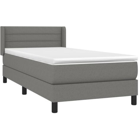 Sommier à lattes de lit avec matelas Gris foncé 100x200cm Tissu vidaXL (1/5)