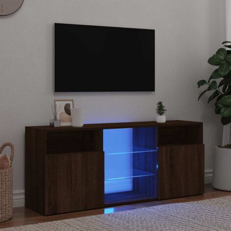 Vidaxl – Meuble TV avec lumières LED RGB – Chêne marron – Bois d'ingénierie – Dimensions 120x30x50 cm – Éclairage moderne intégré