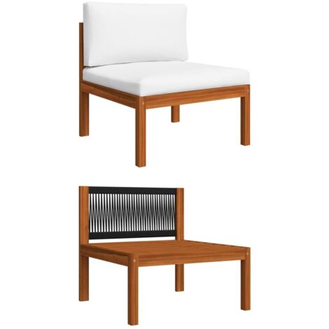 Canapé de jardin central avec coussins en bois d'acacia et corde vidaXL (1/6)