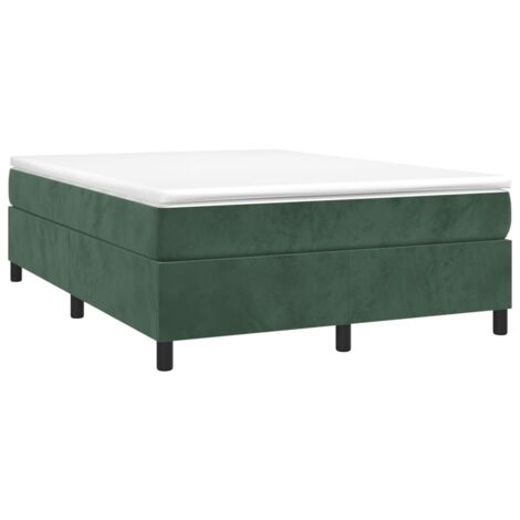 Cadre de lit à ressorts vert foncé 140x190 cm velours vidaXL