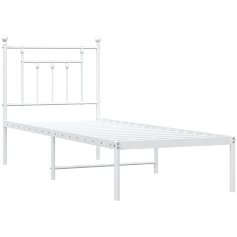 Cadre de lit métal sans matelas avec tête de lit blanc 75x190cm vidaXL (1/5)