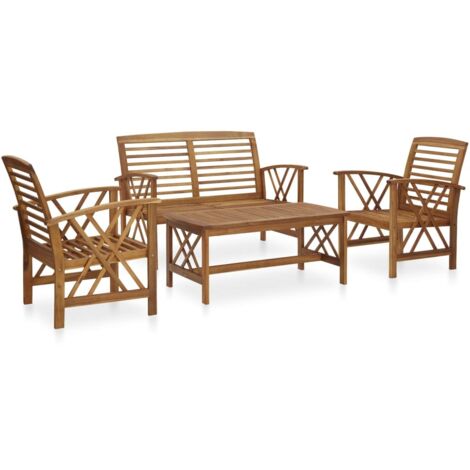 Vidaxl – Salon de jardin 4 pcs – Ensemble repas en bois d'acacia massif – 2 chaises et 1 banc – Dimensions 102x50x43 cm – Finition à l'huile