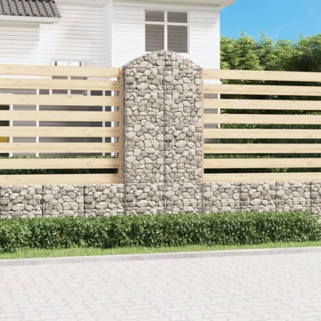 Vidaxl – Panier de gabions arqué 100x30x220/240 cm – Fer galvanisé résistant à la corrosion – Pour murs de soutènement décoratifs