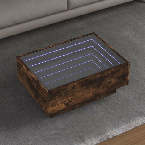 Table basse avec LED chêne fumé 70x50x30 cm bois d'ingénierie vidaXL (1/5)