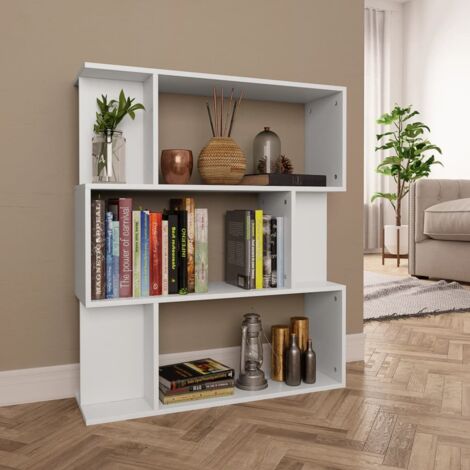 Vidaxl – Bibliothèque blanche 80x24x96 cm en bois d'ingénierie – 3 grands et 6 petits compartiments – Séparateur de pièce moderne (1/6)