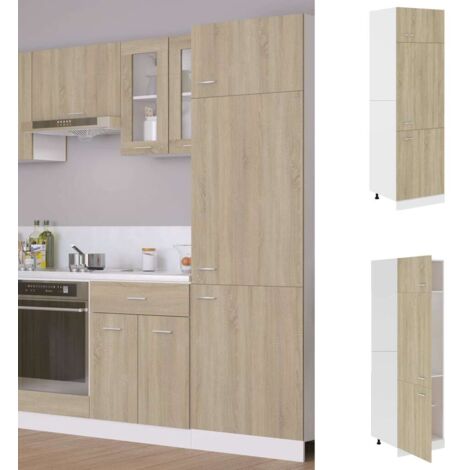 Vidaxl – Armoire frigorifique 60x57x207 cm – 4 portes – 4 étagères – Bois d'ingénierie chêne Sonoma – Rangement optimisé pour cuisine