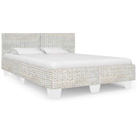 vidaXL Cadre de lit Gris Rotin naturel 160 x 200 cm (1/5)