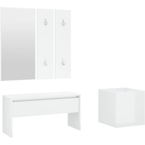 Ensemble de meubles de couloir Blanc brillant Bois d'ingénierie vidaXL (1/5)