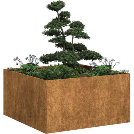 Vidaxl – Jardinière en acier inoxydable 80x80x40 cm – Anticorrosion pour drainage efficace – Design rouillé pour extérieur élégant