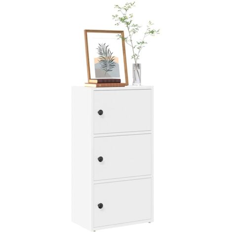 Vidaxl – Bibliothèque blanche en bois d'ingénierie 40x24x77 cm – 3 étagères – Fixation murale incluse – Pour rangement élégant