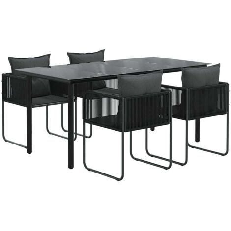 Vidaxl – Ensemble table et chaise de jardin 5 places – Résine tressée résistante aux intempéries – Cadre en acier robuste – Dessus en verre trempé (1/5)