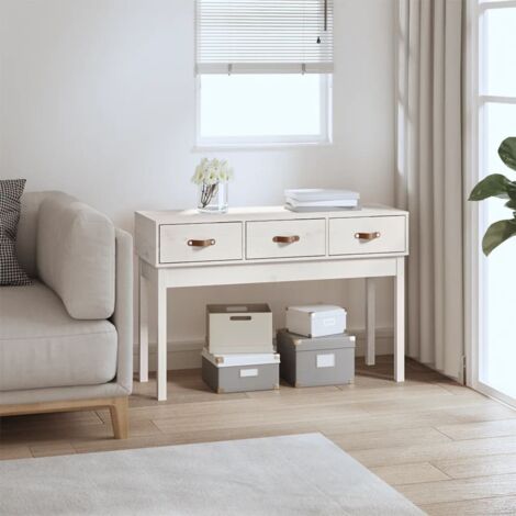 Table console Blanc 114x40x75 cm Bois massif de pin vidaXL (1/5)