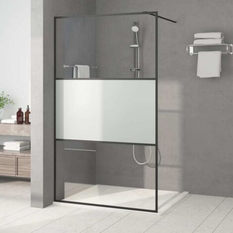 Paroi de douche Noir 115x195 cm Verre ESG demi-dépoli vidaXL