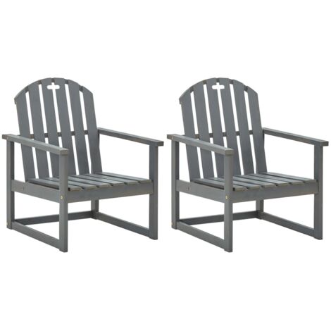 Vidaxl – Lot de 2 chaises de jardin en bois d'acacia gris – Charge maximale 110 kg – Dimensions 60x63x79 cm – Assise 32 cm de hauteur
