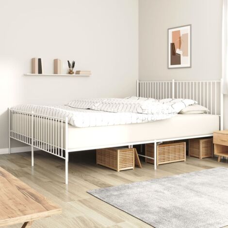 Cadre de lit métal sans matelas et pied de lit blanc 200x200 cm vidaXL (1/5)