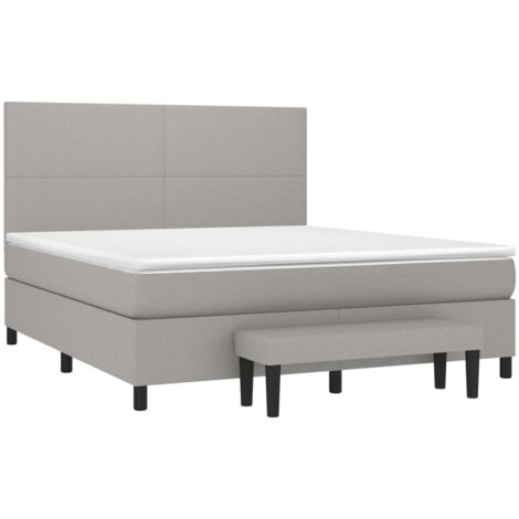 vidaXL Sommier à lattes de lit avec matelas Gris clair 180x200cm Tissu (1/5)