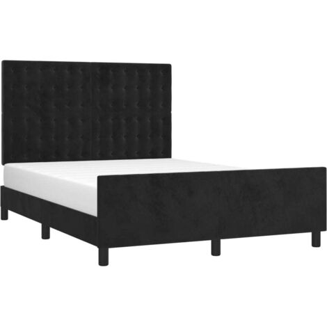 Cadre de lit avec tête de lit Noir 140x190 cm Velours (1/5)