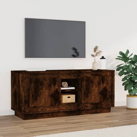 Meuble TV chêne fumé 102x35x45 cm bois d'ingénierie vidaXL (1/5)