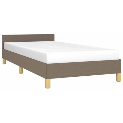 Cadre de lit avec tête de lit sans matelas taupe 90x200cm tissu vidaXL (1/5)