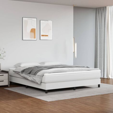 Vidaxl – Cadre de lit à lattes blanc 180x200 cm – Similicuir durable et résistant aux taches – Pieds robustes pour stabilité – Montage facile (1/5)