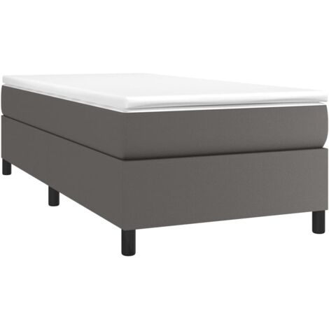 Sommier à lattes de lit avec matelas Gris 90x200 cm Similicuir vidaXL