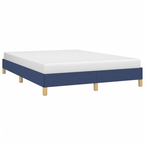 Vidaxl – Cadre de lit bleu 140x190 cm – Tissu polyester durable – Lattes en contreplaqué pour soutien optimal – Pieds robustes (1/5)